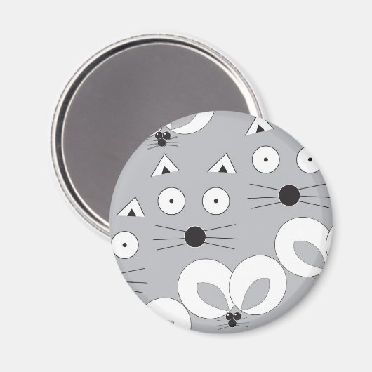 Aimant Motif de chat et souris gris (Recto/Verso)