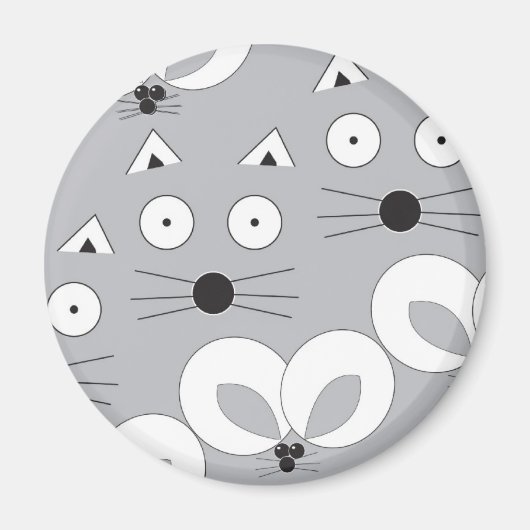 Aimant Motif de chat et souris gris (Devant)