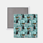 Aimant Motif de chat noir du milieu du siècle (Recto/Verso)