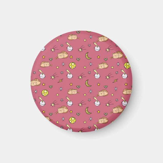 Aimant Motif de chat spatial mignon – Chaton cosmique ado (Devant)