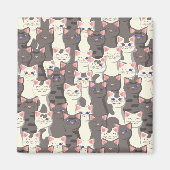 Aimant Motif de chats blancs et gris (Devant)