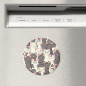 Aimant Motif de chats blancs et gris (In Situ (Lave-vaisselle))
