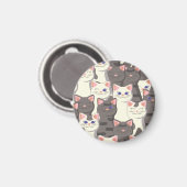 Aimant Motif de chats blancs et gris (Recto/Verso)