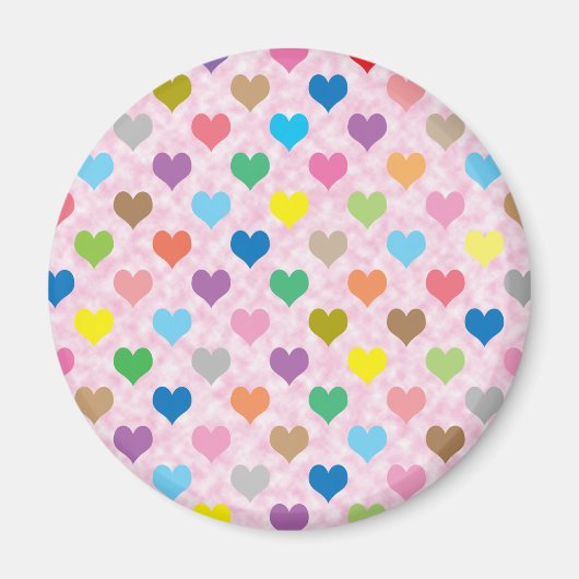 Aimant Motif de coeurs colorés (Devant)