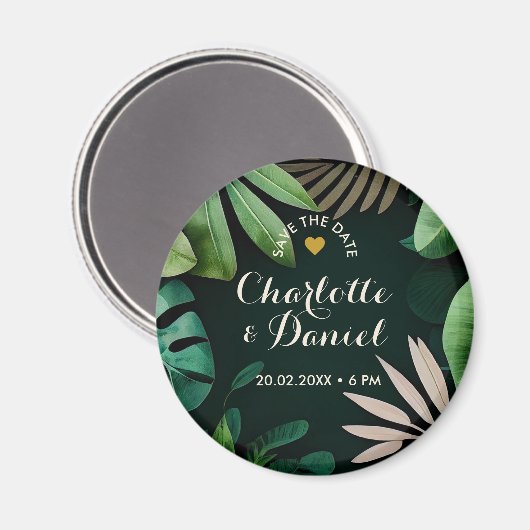 Aimant Motif de congé tropical | MARIAGE | Enregistrer La (Recto/Verso)