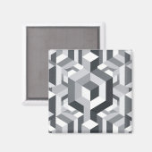 Aimant Motif de cube isométrique monochrome (Recto/Verso)