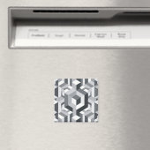 Aimant Motif de cube isométrique monochrome (In Situ (Lave-vaisselle))