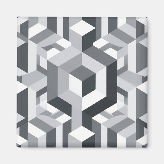 Aimant Motif de cube isométrique monochrome (Devant)