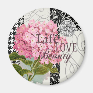 Aimant Motif de Damas décor floral Amour Vie
