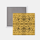Aimant Motif de défilement noir et or (Recto/Verso)