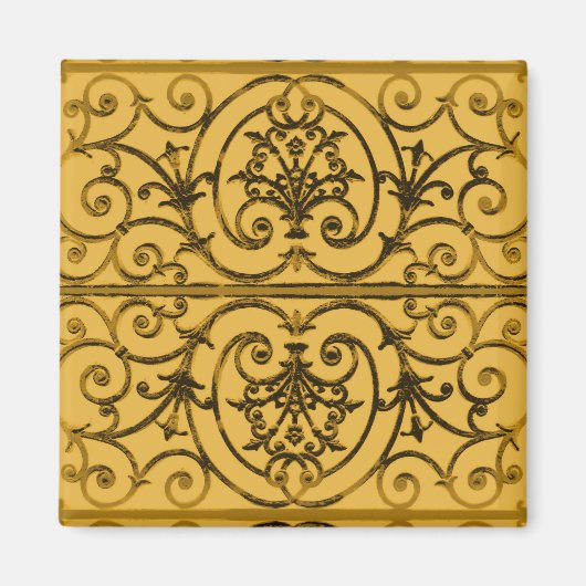Aimant Motif de défilement noir et or (Devant)