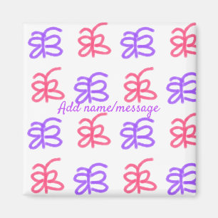 Aimant Motif de doodle de papillon rose violet ajouter le