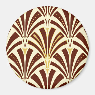 Aimant Motif de fan d'art déco - chocolat sur la crème