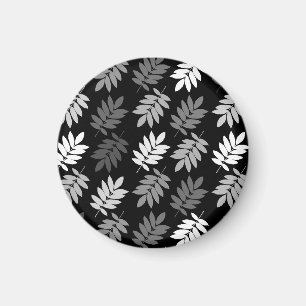 Aimant Motif de feuille aînée noir blanc gris