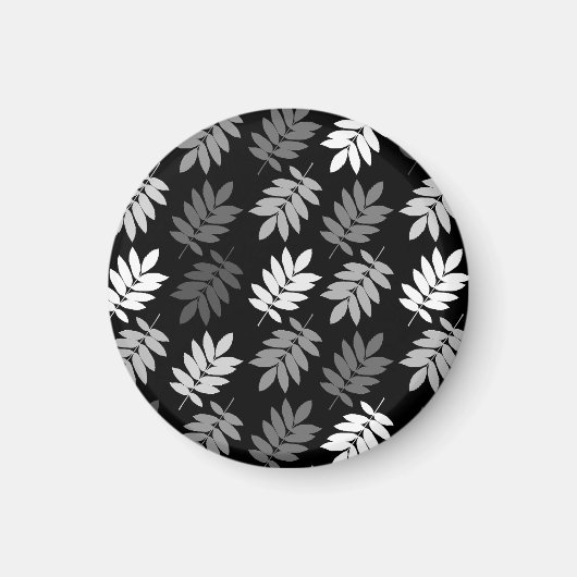 Aimant Motif de feuille aînée noir blanc gris (Devant)