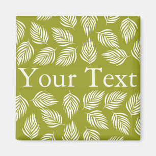 Aimant Motif de feuilles vert citron décoratives avec tex