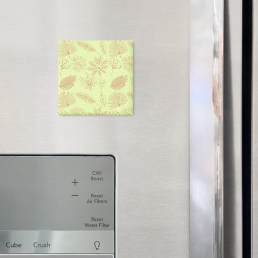 Aimant Motif de feuilles vert pastel et beige  (In situ (réfrigérateur))