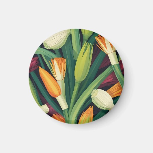 Aimant Motif de fleur d'oignon vibrant (Devant)