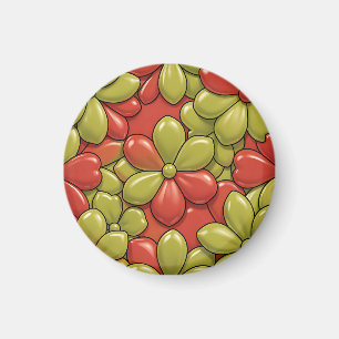 Aimant Motif de fleur vert rouge gras à pétale de coeur b