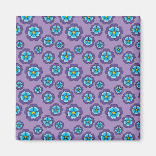 Aimant Motif de fleurs bleu violet
