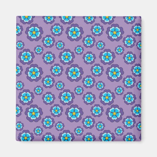 Aimant Motif de fleurs bleu violet (Devant)