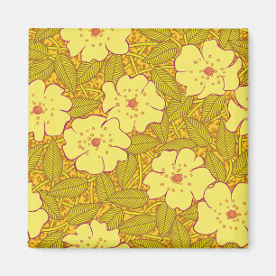Aimant Motif de fleurs jaune tropical