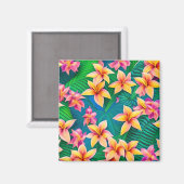 Aimant Motif de fleurs tropicales hawaïennes (Recto/Verso)