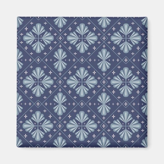 Aimant Motif de formes géométriques bleues  (Devant)