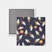 Aimant Motif de fusées spatiales rétro (Recto/Verso)