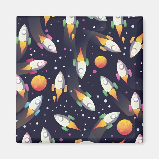 Aimant Motif de fusées spatiales rétro (Devant)