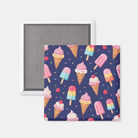 Aimant Motif de glace, popsicles et cerises (Recto/Verso)