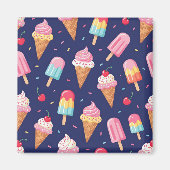 Aimant Motif de glace, popsicles et cerises (Devant)