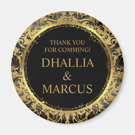 Aimant Motif de goth noir et or (Devant)