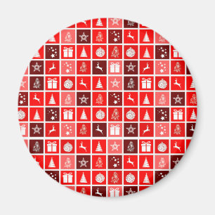 Aimant Motif de grille de Noël rouge moderne minimaliste