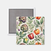 Aimant Motif de jardin potager à l'aquarelle (Recto/Verso)