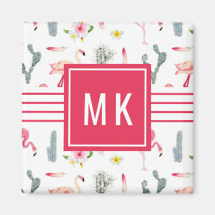 Aimant Motif de ketmie d'ananas de cactus de Flamant rose