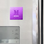 Aimant Motif de maillage géométrique violet Monogramme<br><div class="desc">Monogramme Personnalisez avec votre initiale et votre nom personnalisés. Motif en maille géométrique dégradé violet triangles ombés. Maille géométrique triangulaire avec dégradé d'ombre cool.</div>