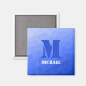 Aimant Motif de maille géométrique bleu foncé Monogramme (Recto/Verso)