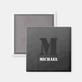 Aimant Motif de maille géométrique gris foncé Monogramme (Recto/Verso)