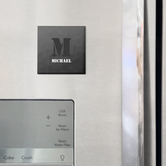 Aimant Motif de maille géométrique gris foncé Monogramme (In situ (réfrigérateur))