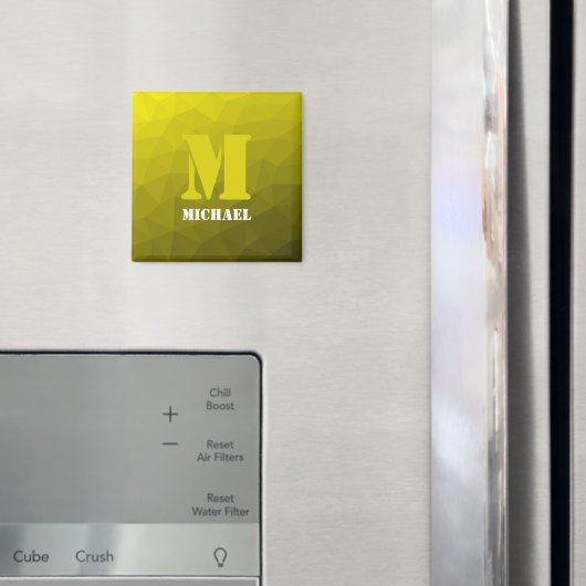 Aimant Motif de maille géométrique jaune Monogramme (In situ (réfrigérateur))