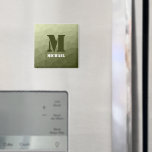 Aimant Motif de maille géométrique vert clair de l'armée<br><div class="desc">Monogramme Personnalisez avec votre initiale et votre nom personnalisés. Militaire dégradé géométrique maillage motif triangles ombre. Triangle maillage géométrique avec dégradé vert foncé clair. militaire,  armée,  motif,  ombre,  maillage,  triangles,  géométrie,  dégradé,  cool,  triangle,  vert</div>