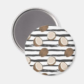 Aimant Motif de noix de coco sur Grunge Stripes (Recto/Verso)