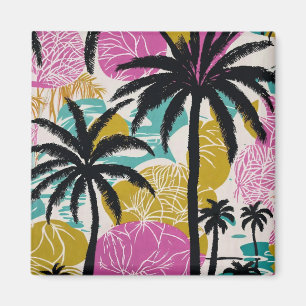 Aimant Motif de palmiers tropicaux colorés