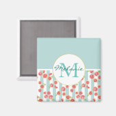 Aimant Motif de pamplemousse rose sur des rayures vertes  (Recto/Verso)