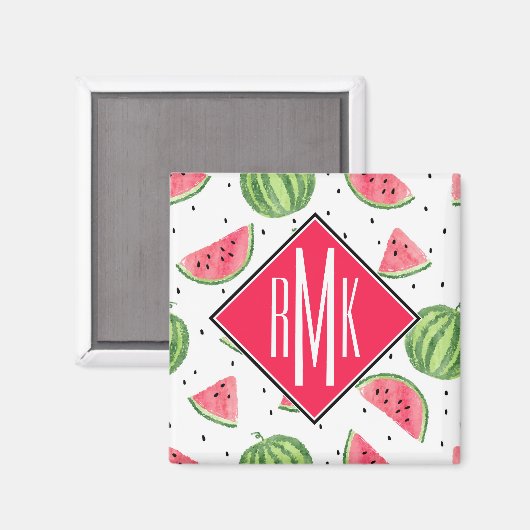 Aimant Motif de pastèques Neon Watercolor (Recto/Verso)