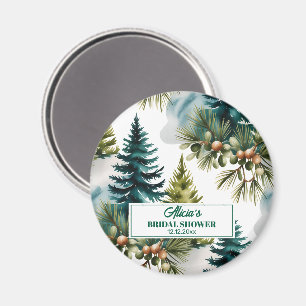 Aimant Motif de pin aquarelle Faveur de douche de mariée