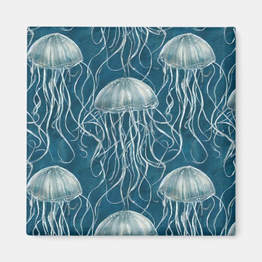 Aimant Motif de poisson marine bleu et blanc gelée (Devant)