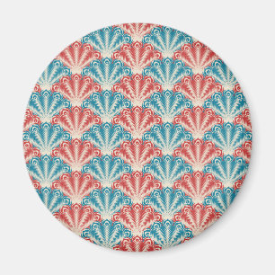 Aimant Motif de queue de paon rouge et bleu