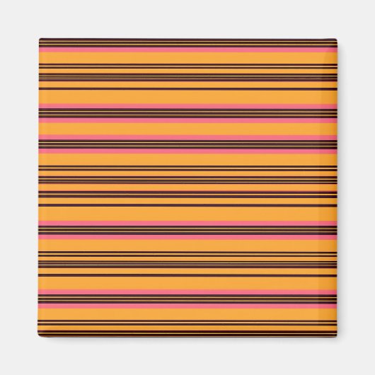 Aimant Motif de rayure horizontale rose orange gras (Devant)